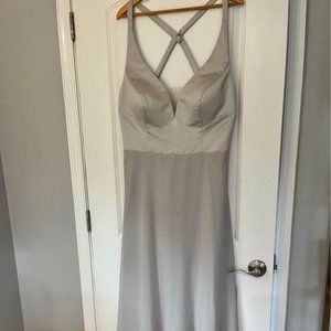 Bel Fiore silver chiffon and satin gown, NWT size 20